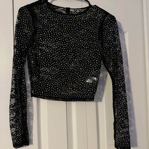 NWT Windsor black lace crop top with rhinestones
